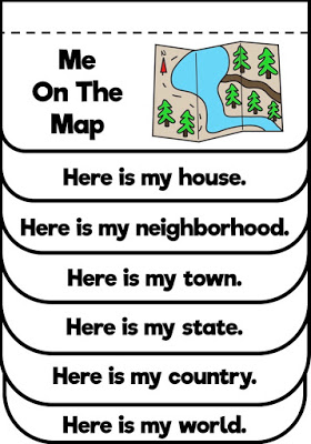 Map skills for kindergarten and first grade with Me On The Map. Includes a free flip book. 