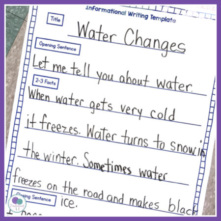 Kids love snow and ice! Take a look at how to combine this fascination with some winter writing activities that your kids will love! Includes lesson plans, non fiction text, writing templates, water experiments and winter craft activities! #winterwriting #waterexperiments #firstieland