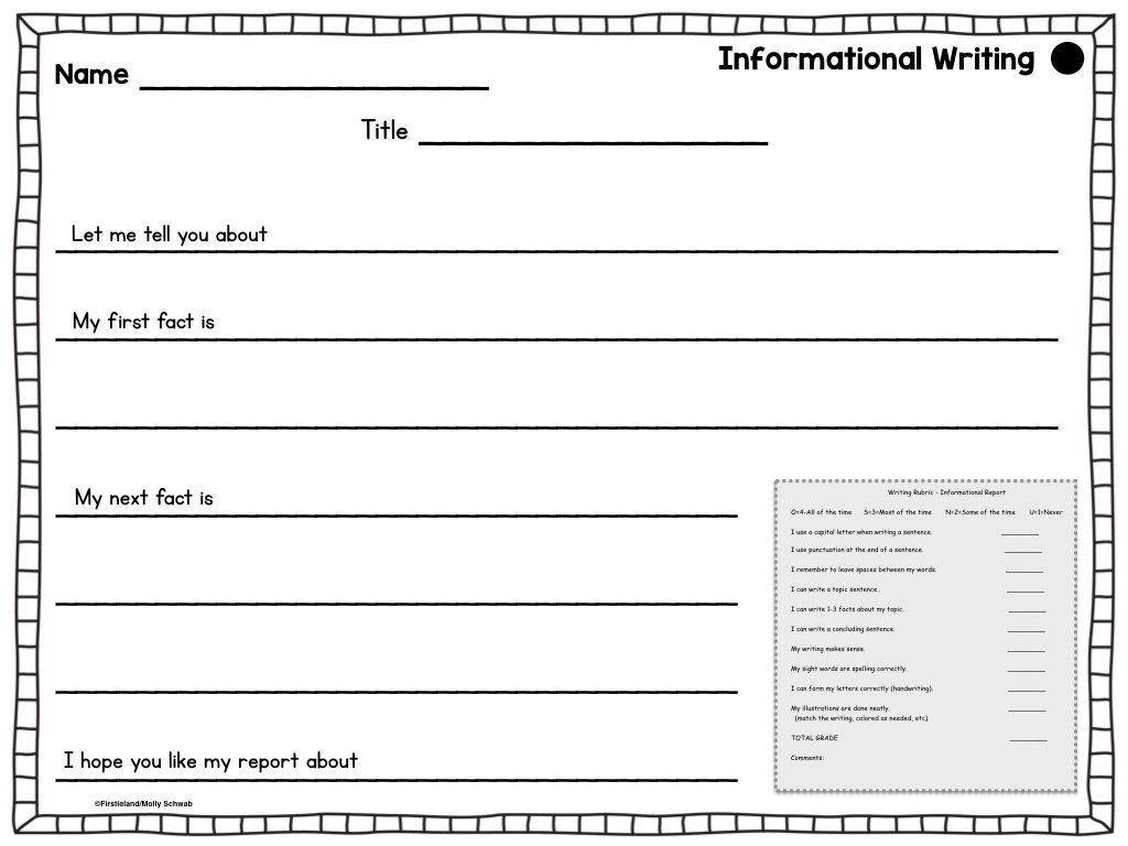 First grade informational writing template