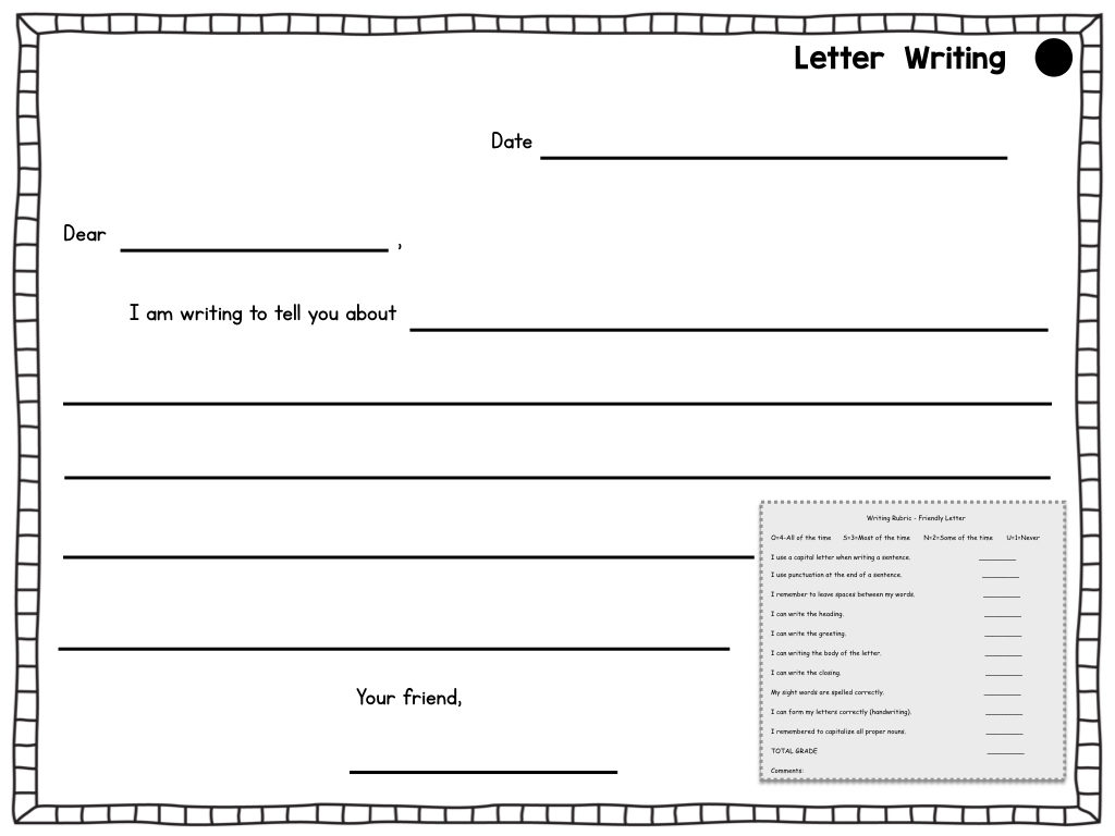 Grading Papers - How To Be More Efficient - Firstieland With Regard To Letter Writing Template For First Grade