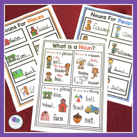 These noun activities for first grade will keep your students engaged with games, pocket chart sorting activities, noun anchor charts and more. 