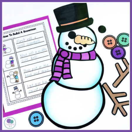 Kindergarten and first grade kids will love the winter writing prompt, How To Build A Snowman! 
