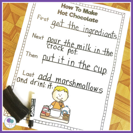 Kindergarten and first grade kids will love the winter writing prompt, How To Make Hot Chocolate! 