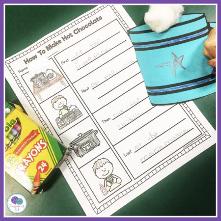 Kindergarten and first grade kids will love the winter writing prompt, How To Make Hot Chocolate! 