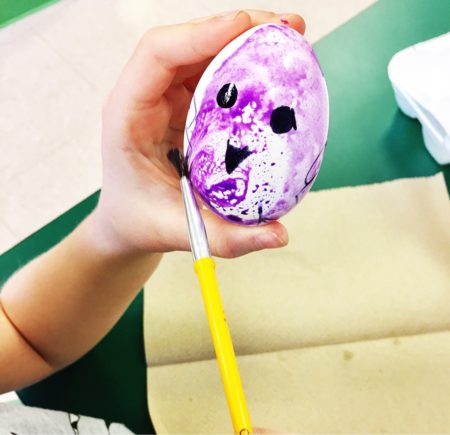 coloring eggs with kids