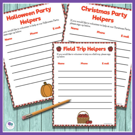 Classroom forms for parents to sign at your Meet The Teacher or Open House.  these handy sign up forms are perfect to use for parents to sign up for field trips, classroom parties and more. 