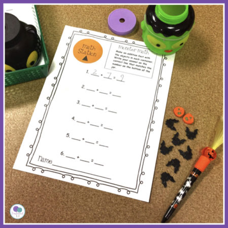 Halloween math activity for first grade kids. 