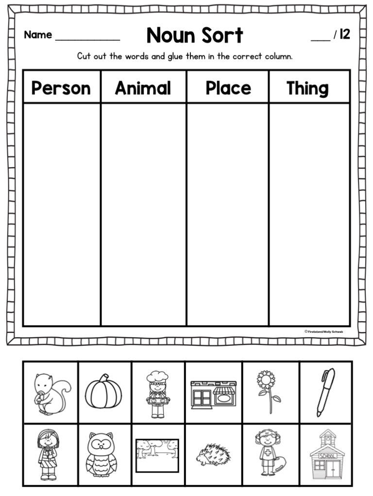 Noun Pictures Worksheets