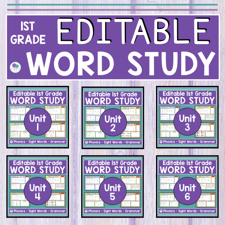 These first grade word work slides are the perfect way to fit all of your skills into one easy, daily lesson. Includes ideas and activities for first grade phonics, spelling, high frequency words and more.