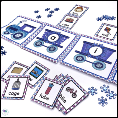 Winter long vowel magic e game for kids