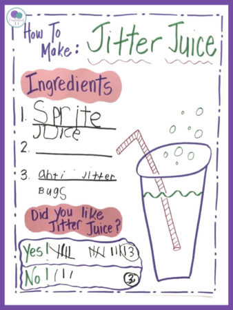 First day of school activity - making jitter juice. 