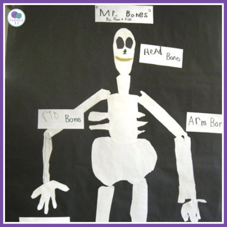 First grade writing prompt - label a skeleton. 