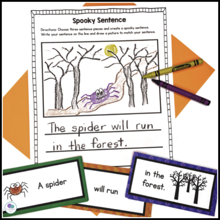Classroom game for Halloween  writing activity for k-1 students