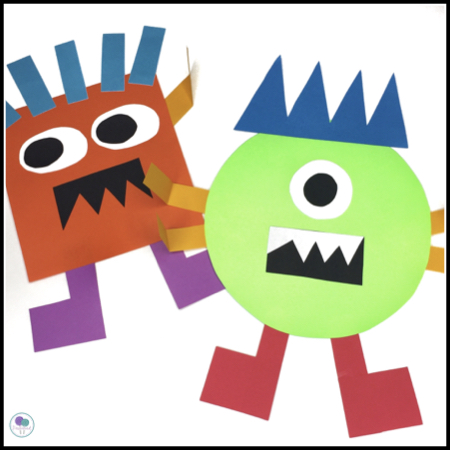 Halloween monsters made out of shapes