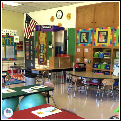 First grade classroom all set up for back to school.