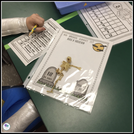Classroom game for Halloween - Roll A Skeleton