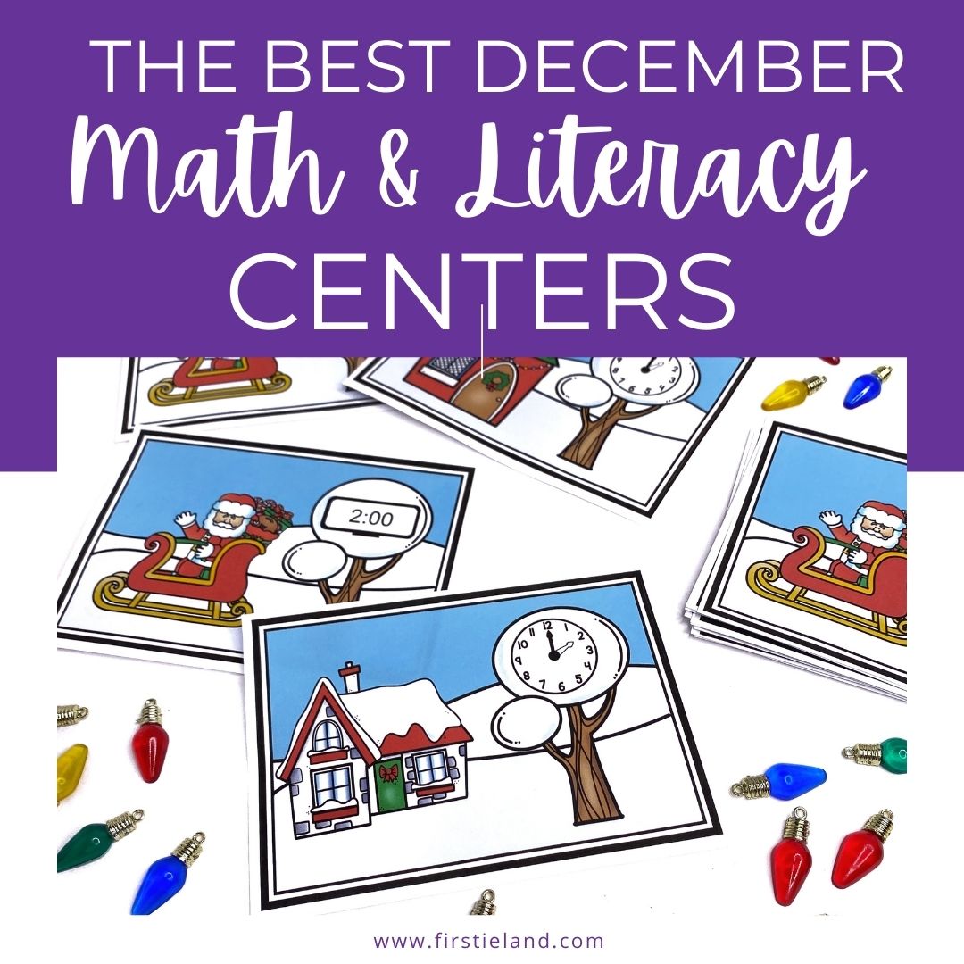December math andliteracy center ideas for K-1 students.