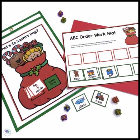 Christmas ABC order literacy game for first grade. 