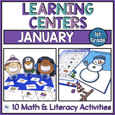 January and winter math and literacy centers for first grade