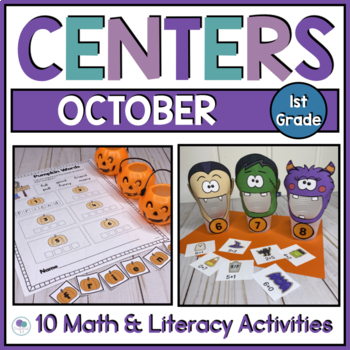 October Math And Literacy Centers For First Grade