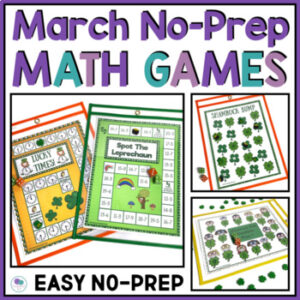 St. Patricks Day math games for kindergarten and first grade.
