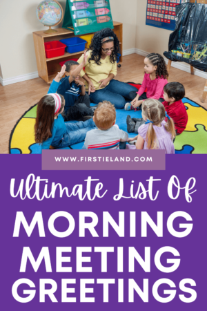 Morning meeting greeting ideas for kindergarten and first grade. 