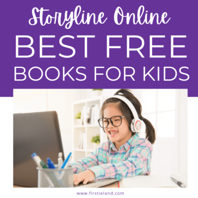 Young child reading books on Storyline Online