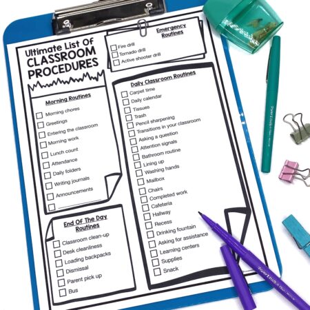 Classroom routines and procedures checklist