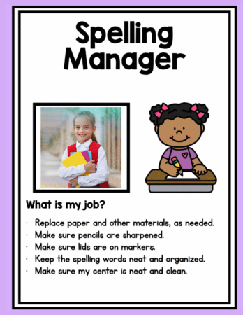 Center manager sign to teach students to work independently