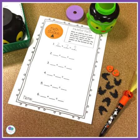 Halloween math activity for first grade kids. 