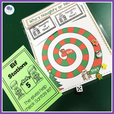Bring the magic of Christmas to your classroom with these fun elf classroom activities! Your kindergarten or first grade students will love applying to be one of Santa's North Pole elves. Afterward, spend the day at the North Pole with 8 hands on stations where kids will try out different elf jobs! Take a peak at all the fun your kids will have as they bake cookies, feed the reindeer, wrap gifts, make Christmas cards and more! #firstieland #elfactivities #elfontheshelf